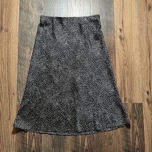 LOFT Black White Polka Dot Midi Skirt Size M EUC